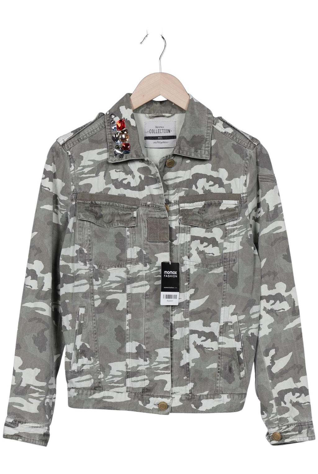 Bershka Damen Jacke Grau M Baumwolle 3