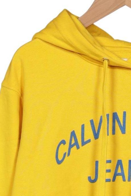 Calvin Klein Jeans Damen Kapuzenpullover Gelb Gr. S 4
