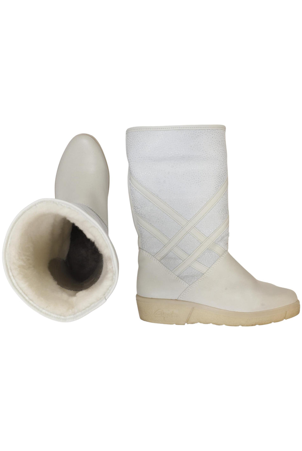 Clarks Women's Boots Cream White EU 38.5 Leather 2