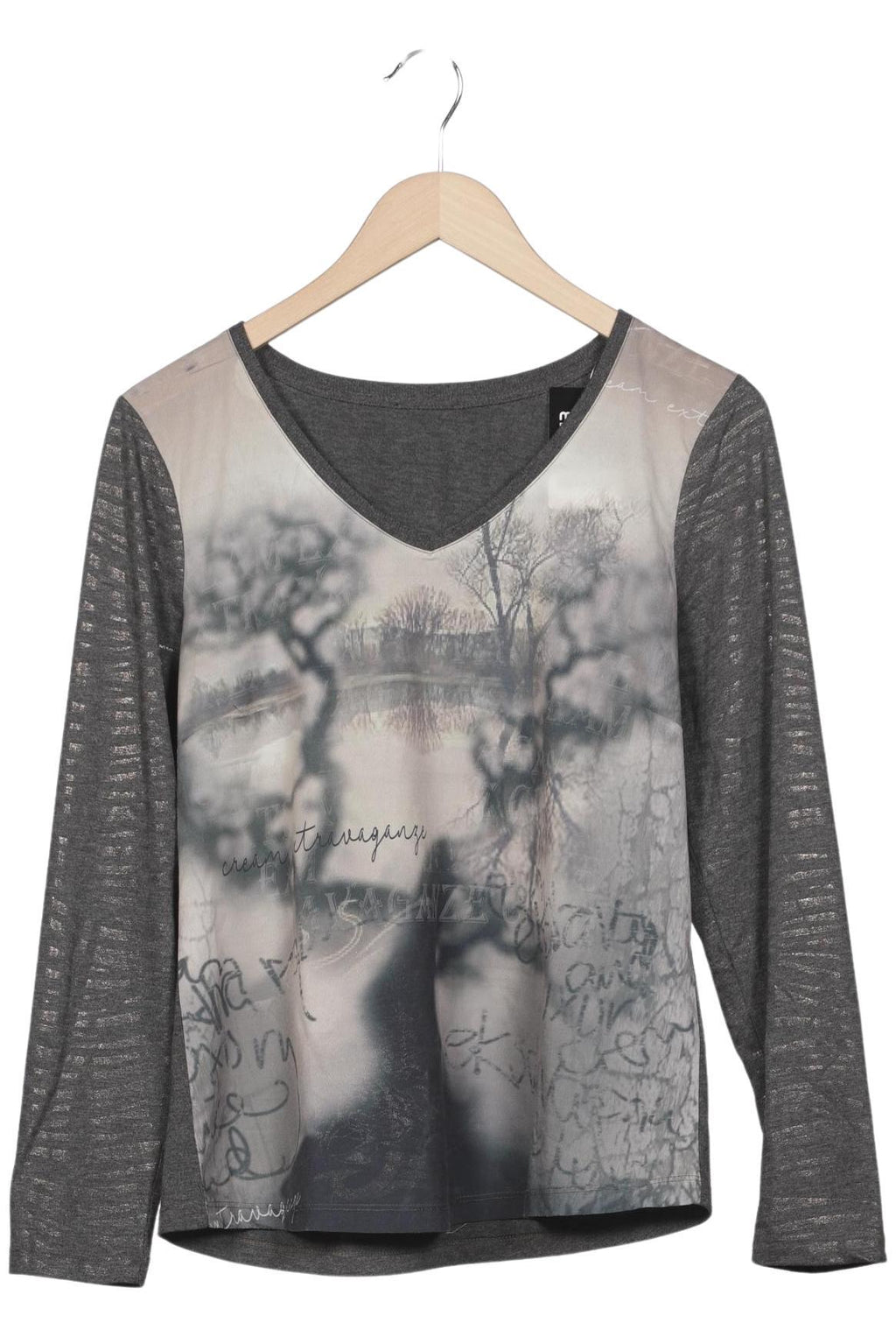  Cream Women Long Sleeve Shirt Gray M 4