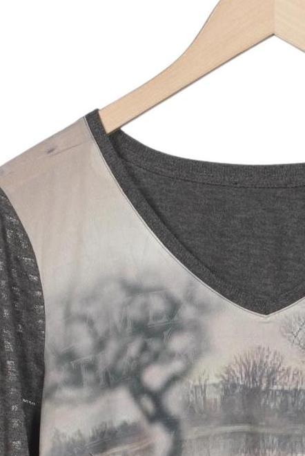  Cream Women Long Sleeve Shirt Gray M 6