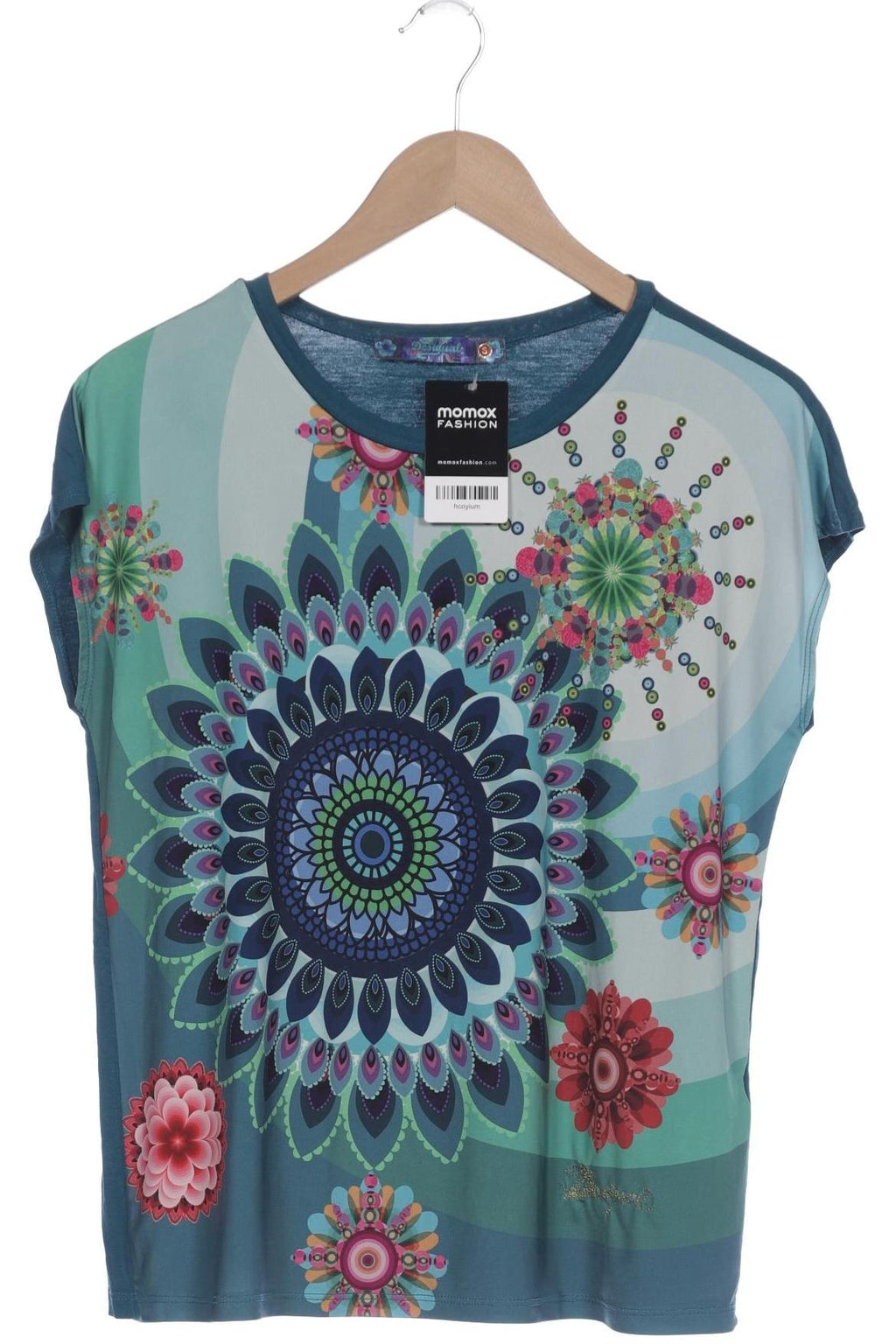 Desigual Women's T-Shirt Turquoise Size S 4