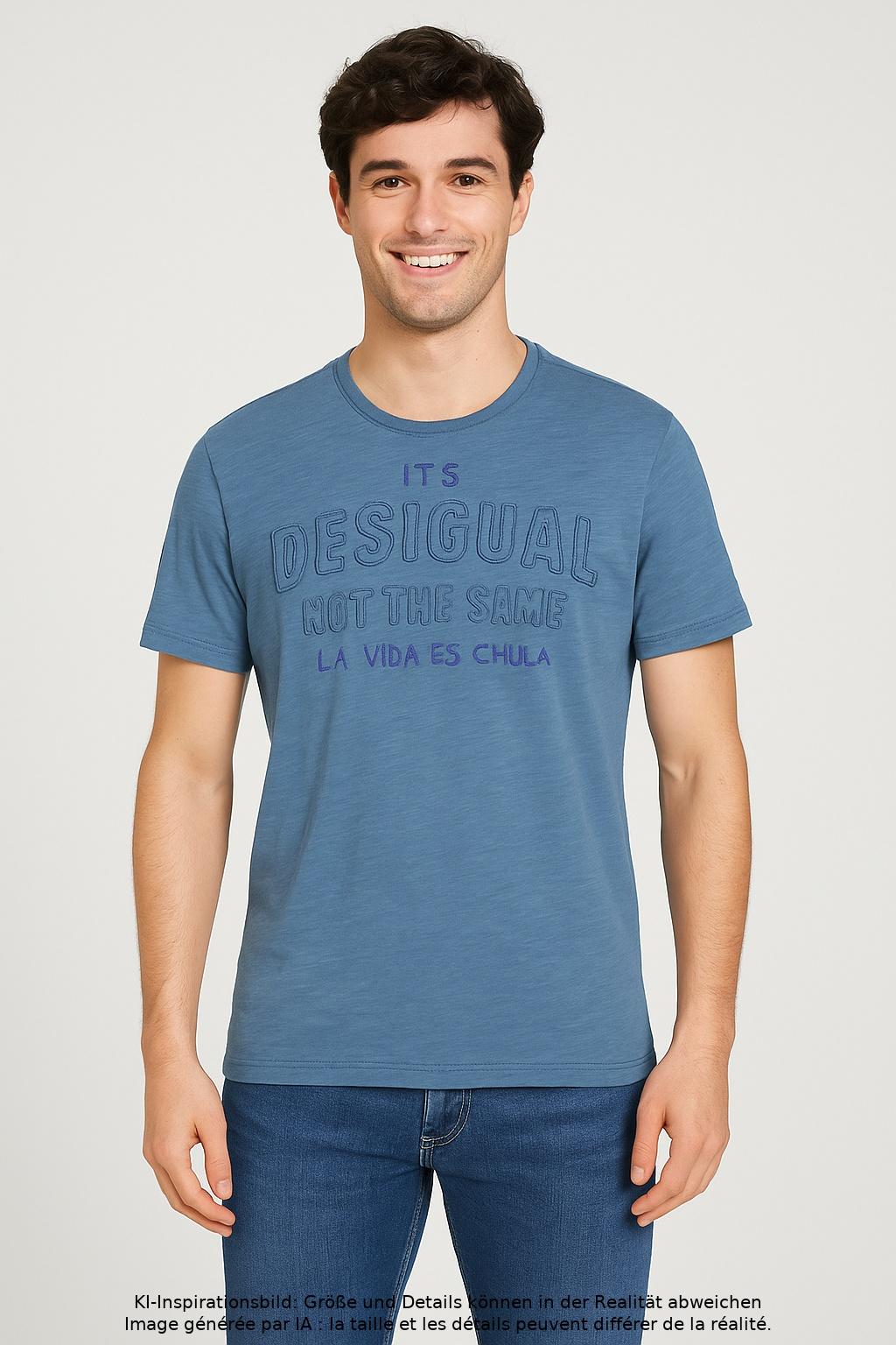 Desigual Men T-Shirt Blue M Cotton 3