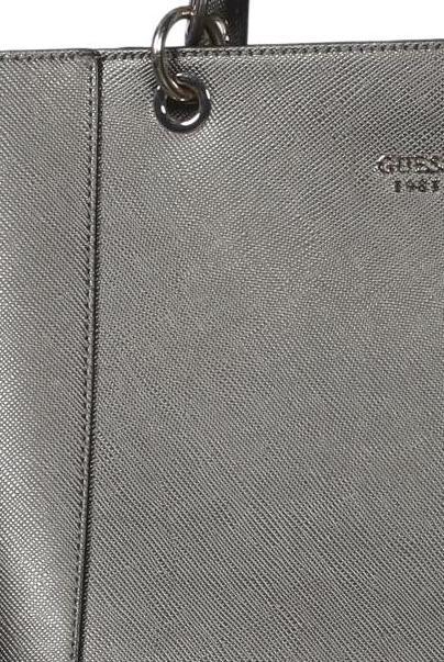 Guess Damen Handtasche gross Silber Kunstleder 9