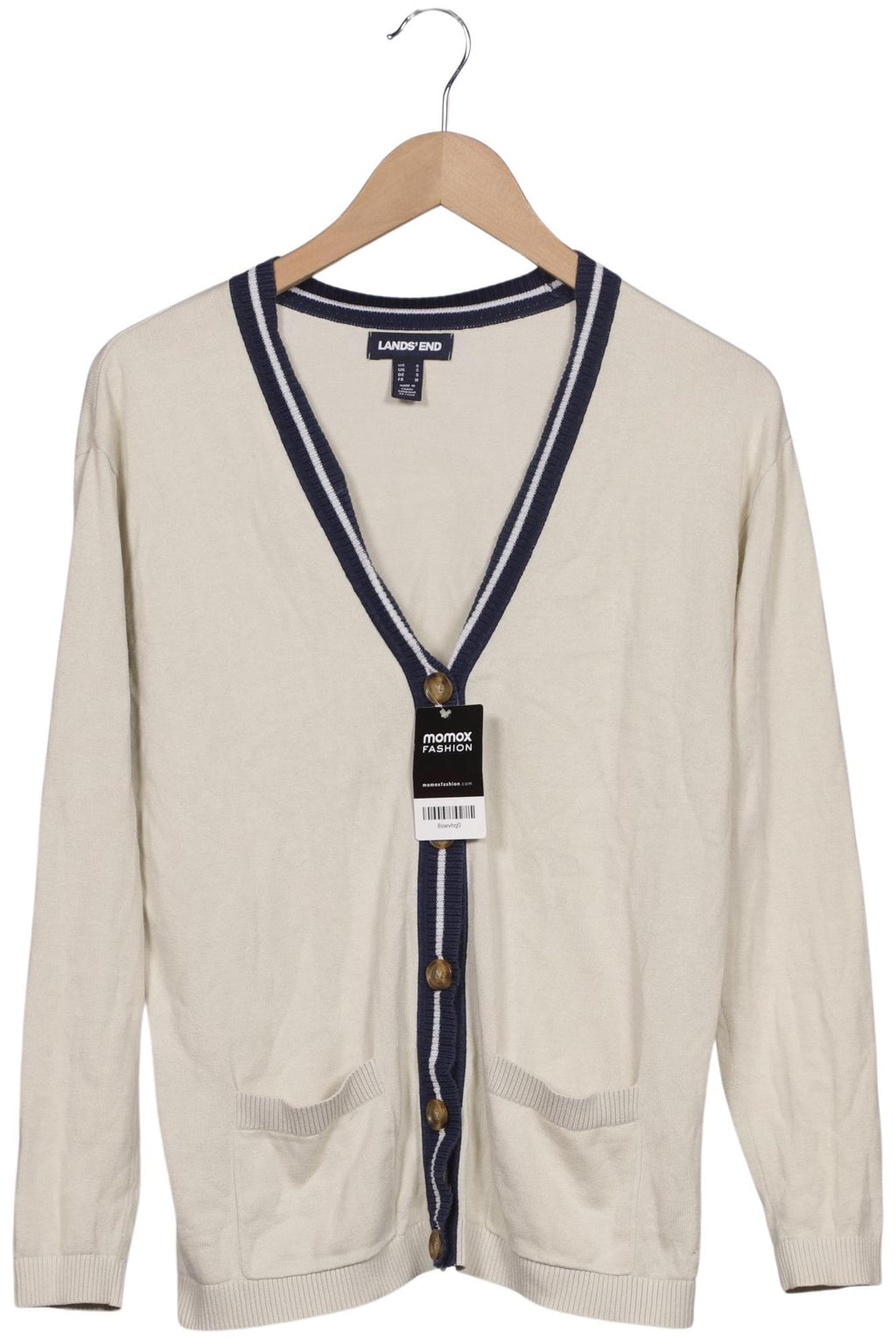 Lands End Knit Cardigan Cream White Size S Cotton 7