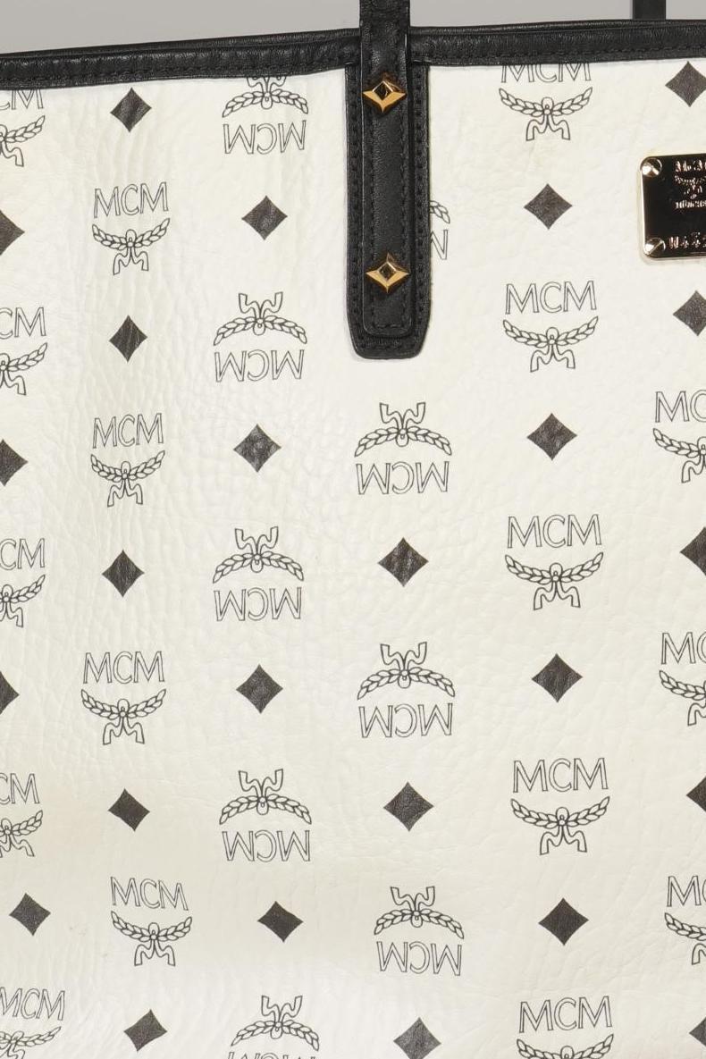 MCM Women's Large Leather Handbag White 4