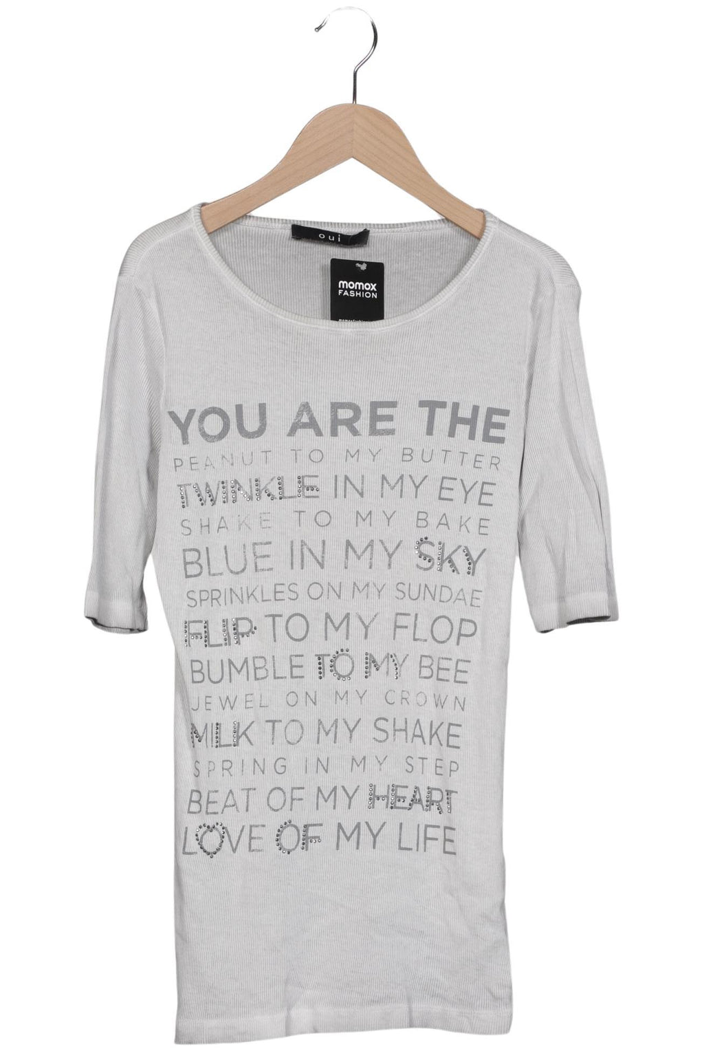 Oui Women T-Shirt Gray EU 36 Cotton 10