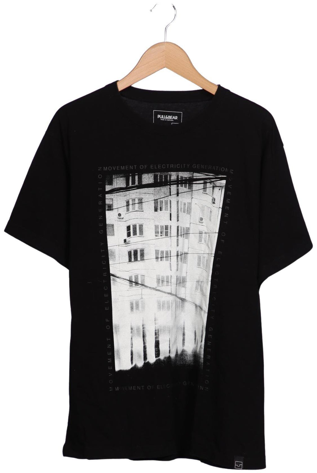 Pull & Bear Men T-Shirt Black L Cotton 7