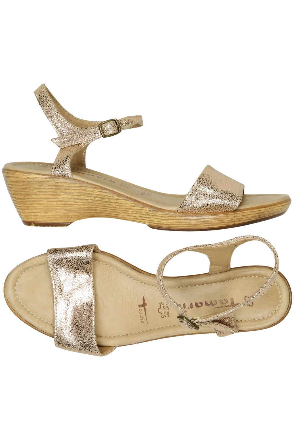 Tamaris Women Sandals Gold EU 39 Leather 6