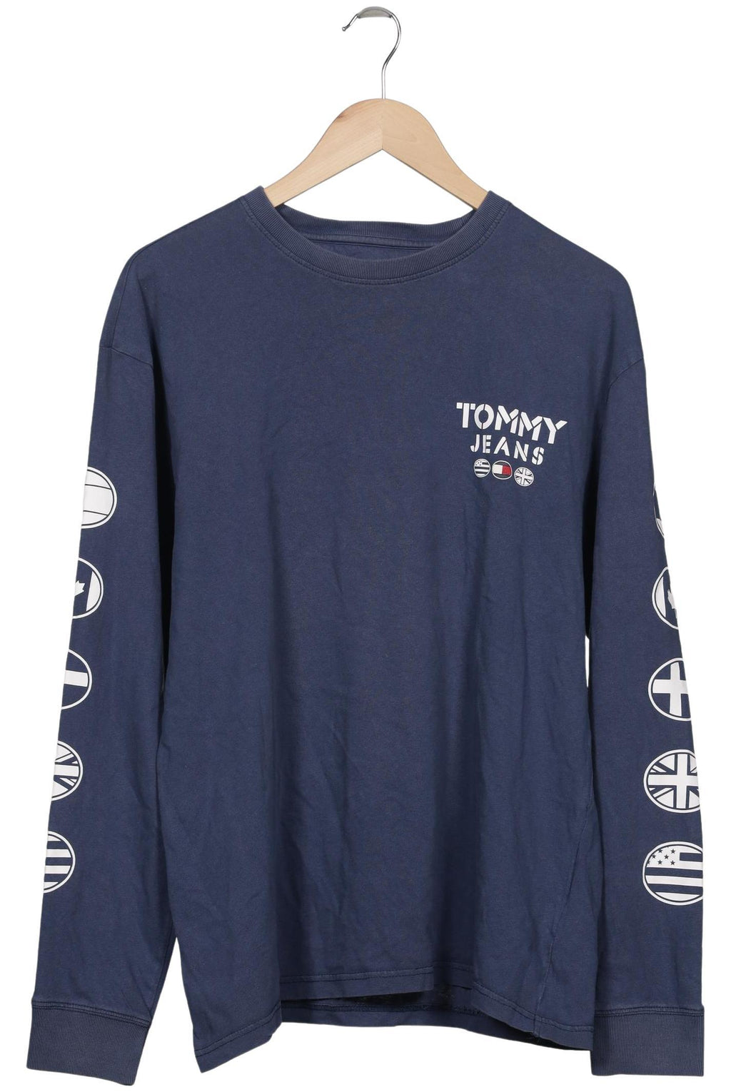 Tommy Jeans Men Long Sleeve Shirt Navy Size L Cotton 10
