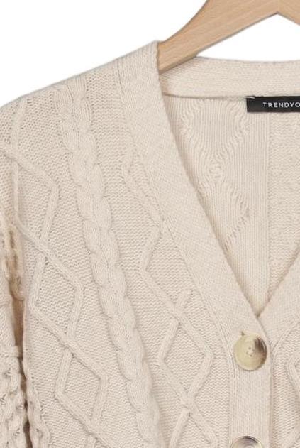 Trendyol Women's Cardigan Cream White Size S Synthetic 4