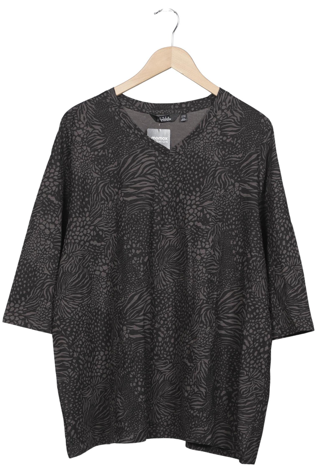Ulla Popken Damen Langarmshirt Grau EU 50 Baumwolle 6