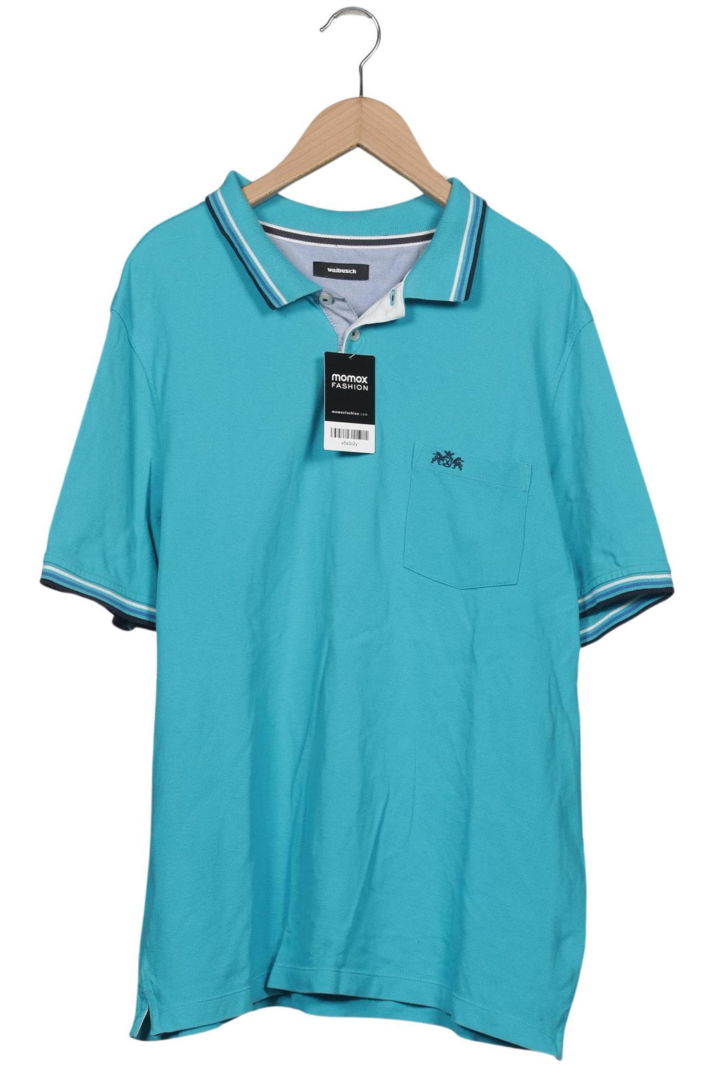 Walbusch Men Polo Shirt Turquoise EU 52 Cotton 2