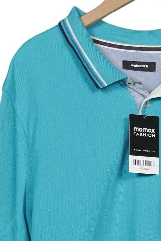 Walbusch Men Polo Shirt Turquoise EU 52 Cotton 3