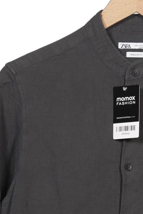 Zara Men Shirt Gray Cotton Size S 4