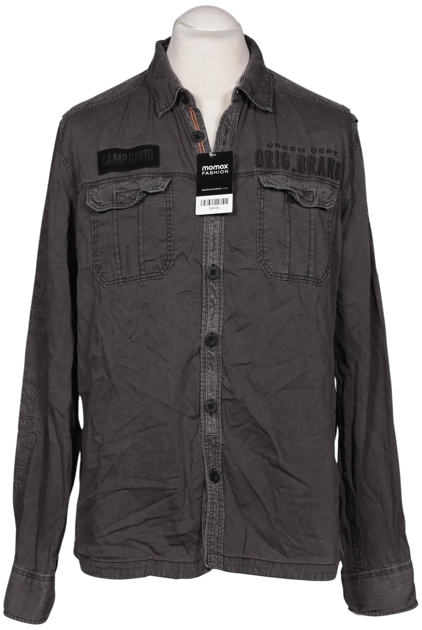 Camp David Grau Hemd Herren L Second Hand